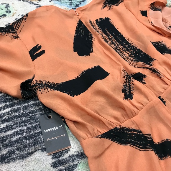 NWT Forever 21 Black and Ginger Dress - Picture 4 of 5